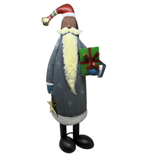 Load image into Gallery viewer, Metal Santa with Grey Gloves &amp; Grey Sweater
