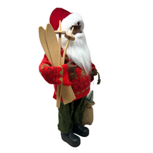 Load image into Gallery viewer, Red Sweater Santa with Ski&#39;s in Hand and Burlap with Presents
