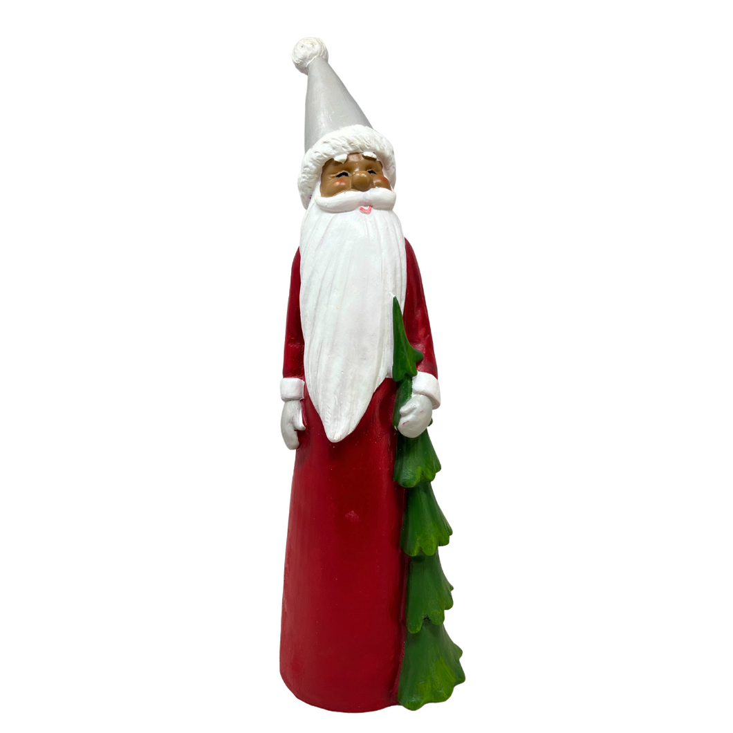 Tall Gnome with Silver Hat & Christmas Tree