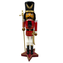 Load image into Gallery viewer, Red Suit Black Hat Nutcracker
