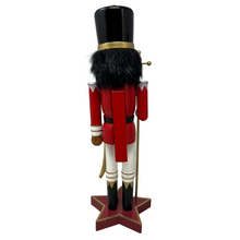 Load image into Gallery viewer, Red Suit Black Hat Nutcracker
