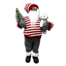 Load image into Gallery viewer, Candy Stripe Santa with Teddy Bear
