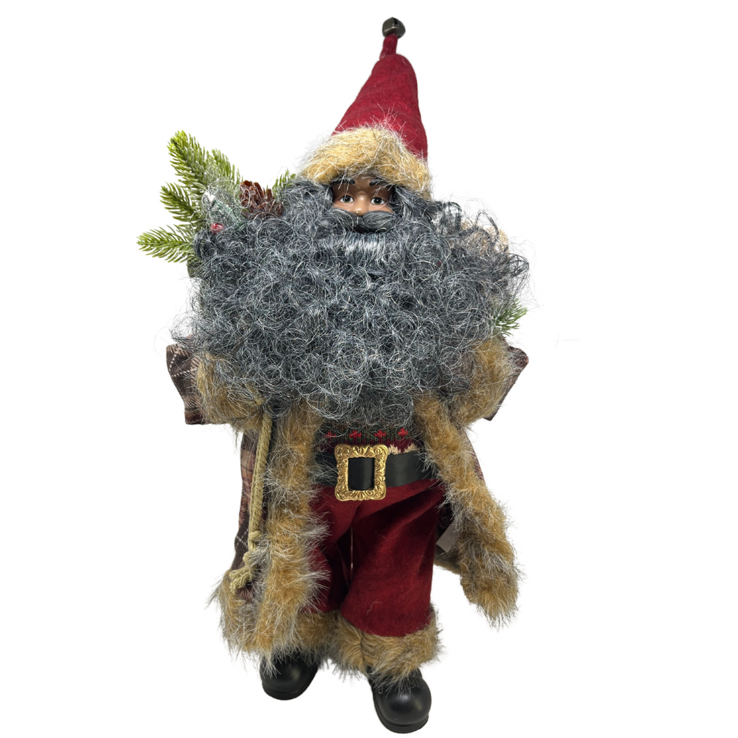 Grey Beard Plaid Coat Santa